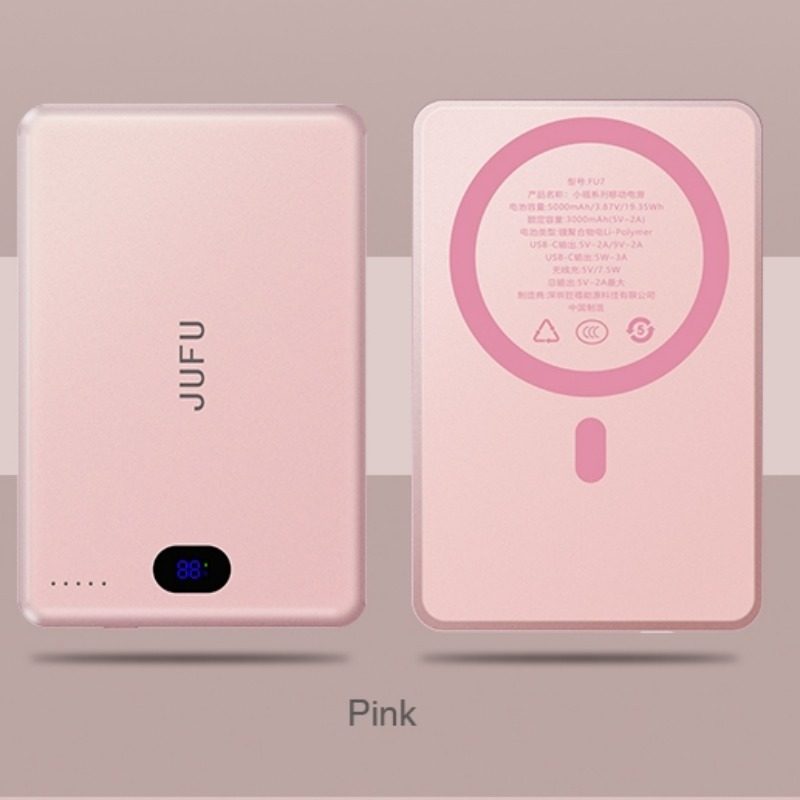 Adaptable To The Whole Scene With Magnetic Wireless Power Bank, A Savior For Travel And Office, Magnetic Charging In Seconds, Portable, Small And Large Capacity – Pink