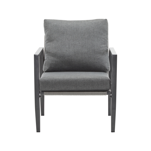 Gray Aluminum Lounge Chair With Sleek Rope Accents And Comfortable Cushions, Perfect For Modern Outdoor And Indoor Spaces – view 5