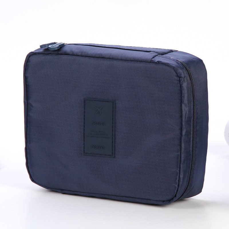 Portable Cosmetic Bag Waterproof Divider Multi-grid Pockets Toiletry Bags Travel Storage Handbags Women Make Up Bag – Dark Blue