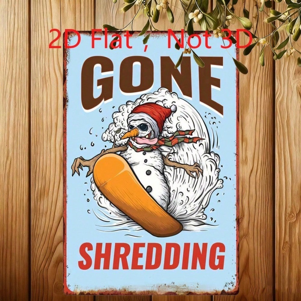 Vintage Gone Shredding Christmas Skull Snowman Snowboarding Tin Sign 20x30, Skull Snowman Snowboarding Tin Sign 20x30cm – view 5
