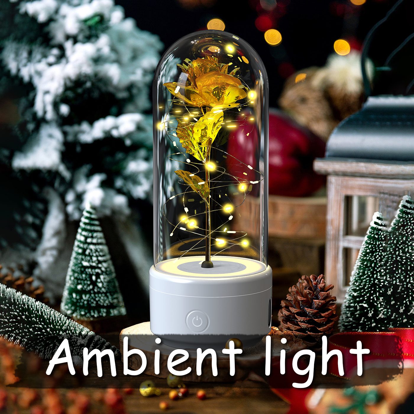 Creative 2 In 1 Rose Flowers LED Light And Bluetooth-compatible Speaker Valentine's Day Gift Rose Luminous Night Light Ornament In Glass Cover – view 12