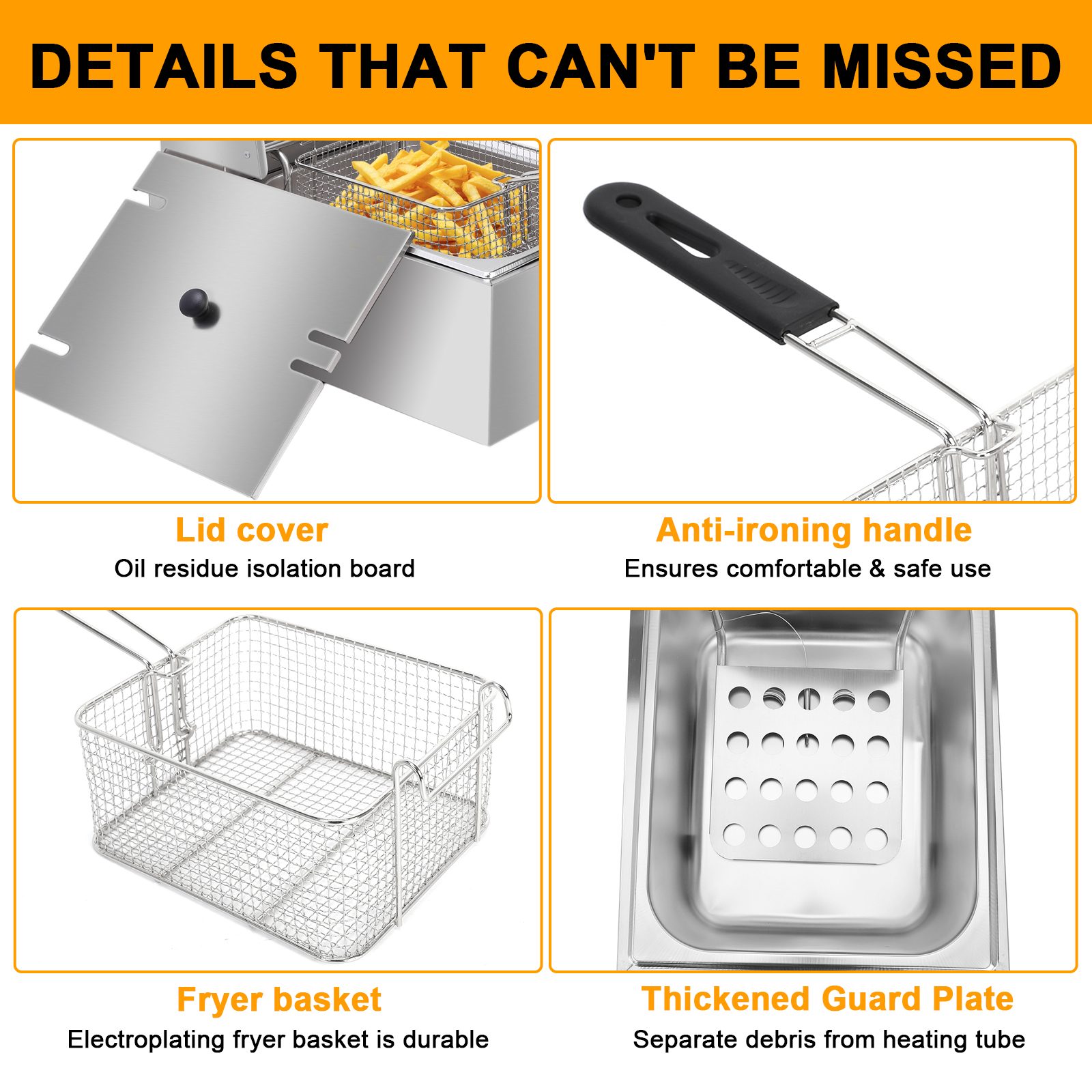 Electric Fryer Silver Stainless Steel Single Cylinder – view 3