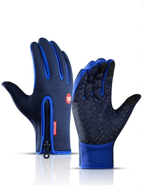 Winter Gloves Touch Screen Riding Motorcycle Sliding Waterproof Sports Gloves With Fleece – Blue