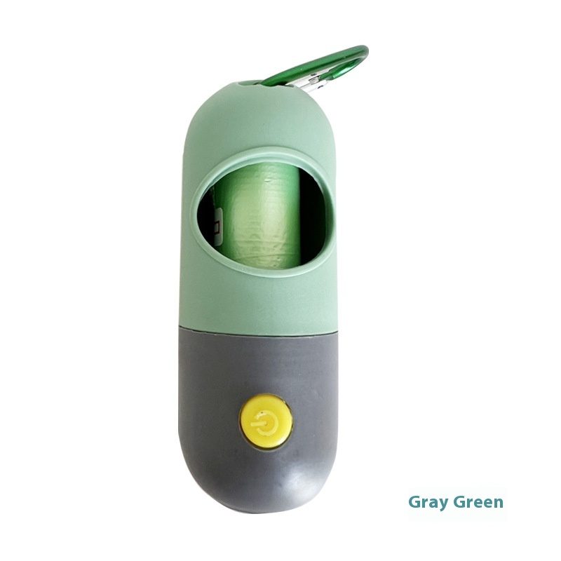 Led Light Pet Waste Bag Dispenser For Dogs Cats Dog Poop Scooper Bags Waste Bags Holder Dispensers Pet Clean Accessories – Green Gray