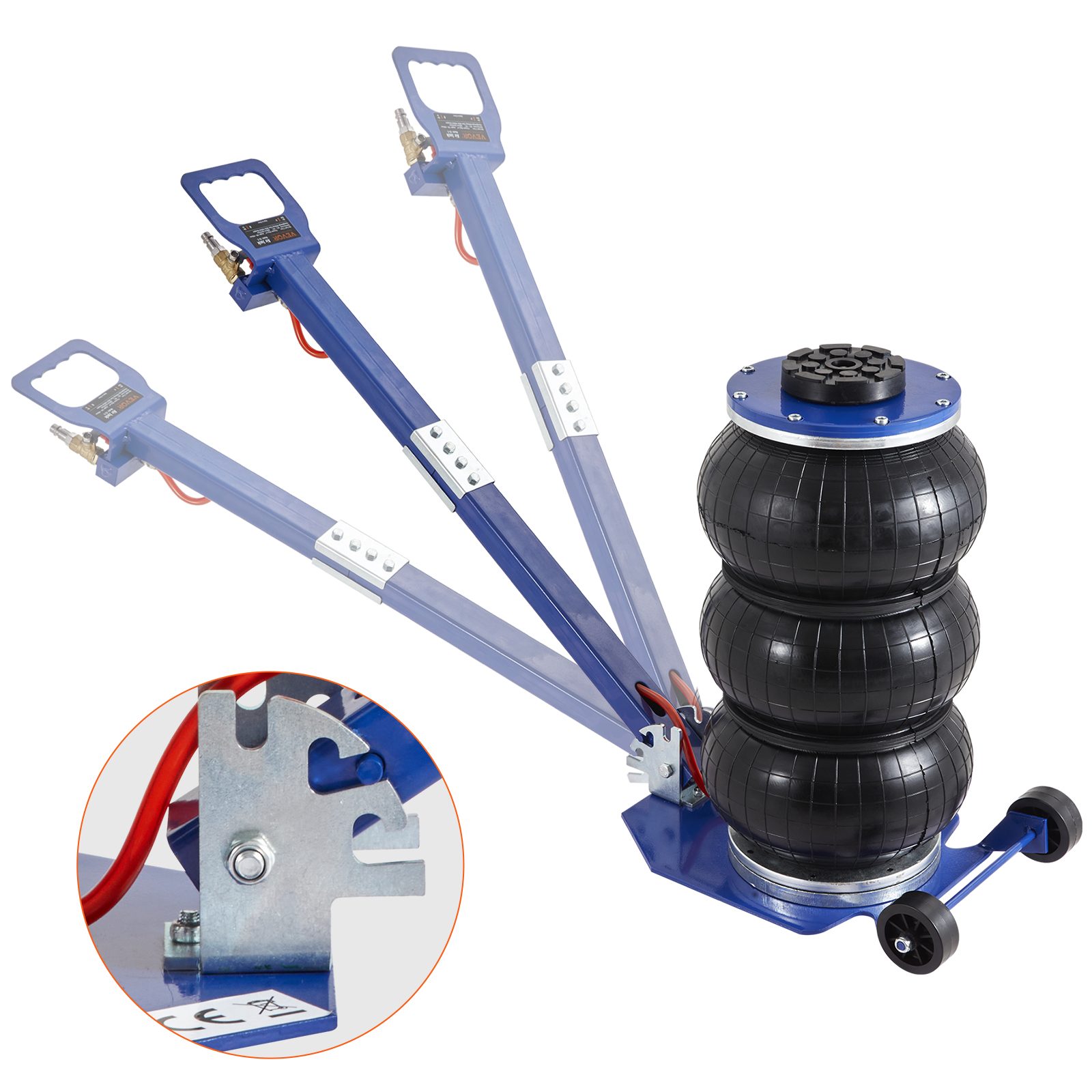 VEVOR Air Jack, 3 Ton 6600 Lbs Triple Bag Air Jack, Airbag Jack With Six Steel Pipes, Lift Up, 3-5 S Fast Lifting Pneumatic Jack, With Adjustable Long Handles For Cars, Garages, Repair Blue – view 4
