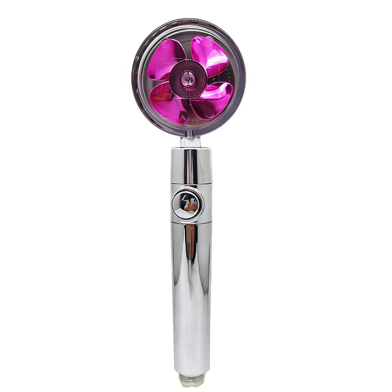 Shower Head Water Saving Flow 360 Degrees Rotating With Small Fan ABS Rain High Pressure Spray Nozzle Bathroom Accessories – Purple